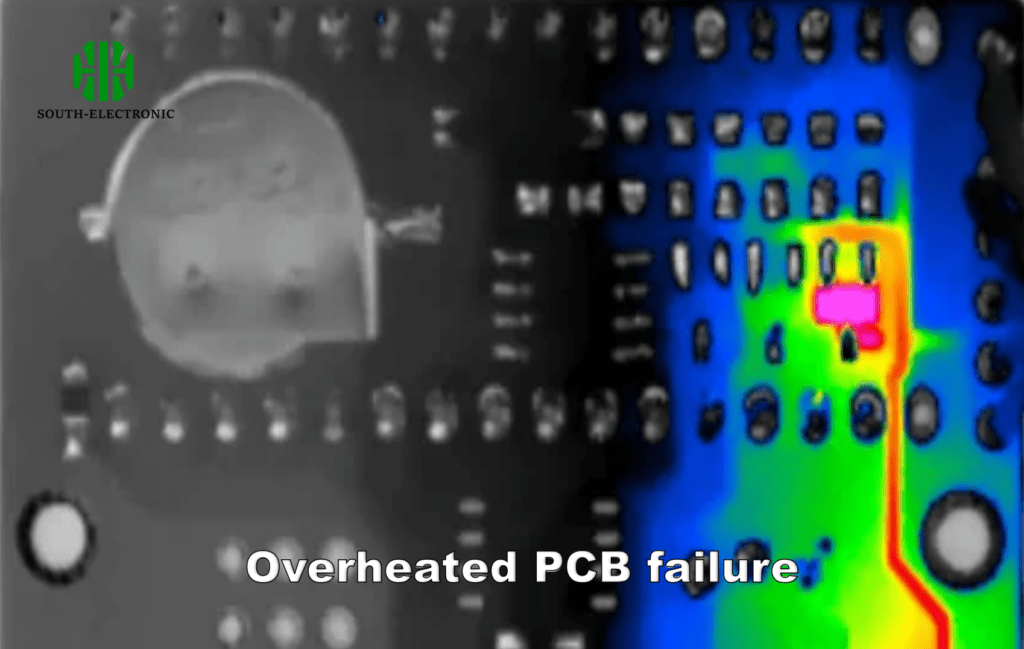 Overheated PCB failure examples
