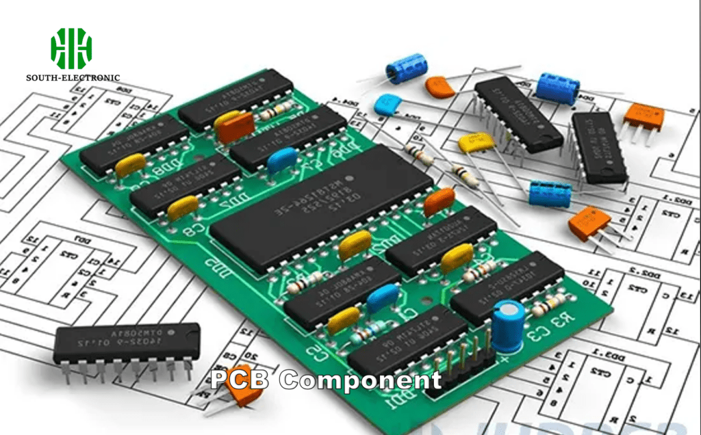 alt: Close-up of coated PCB components