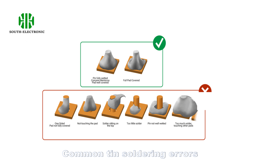 Illustration of solder defects