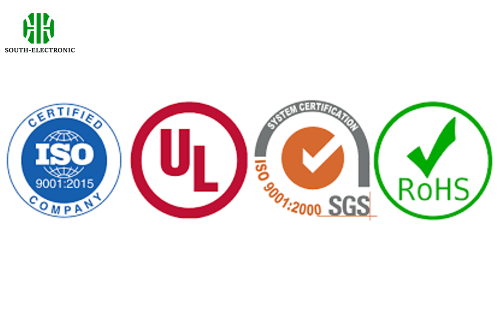 ISO 9001, ISO 14001, and UL.