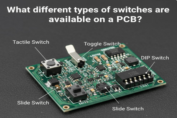What different types of switches are available on a PCB